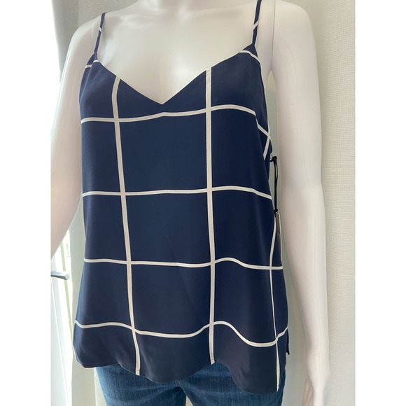 L'AGENCE Jane Windowpane Silk Camisole Top - Navy/White - Size XS* WOM203 - Picture 8 of 8